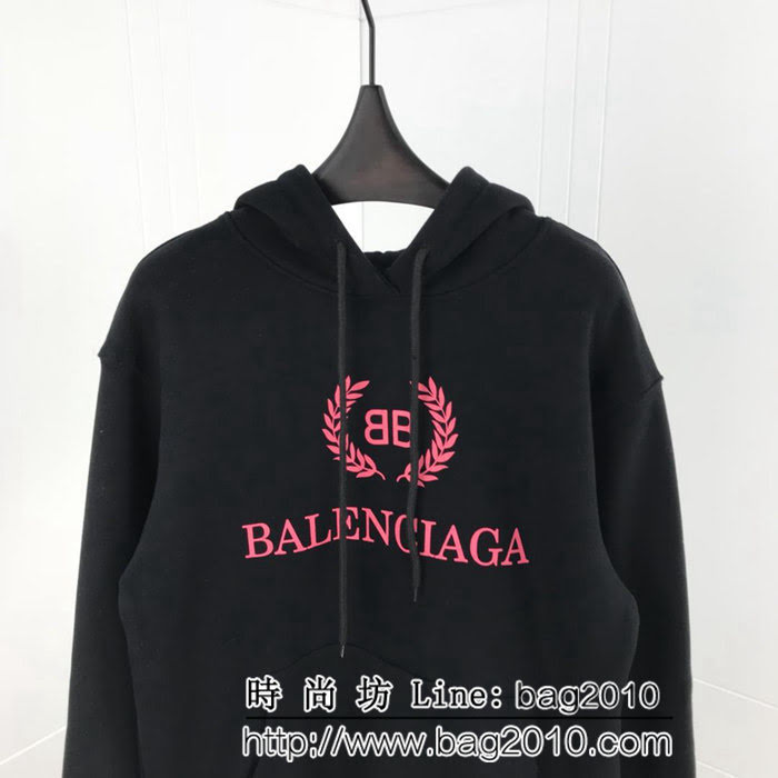 BALENCIAGA巴黎世家 18ss秋冬新款 粉色麥穗連帽衛衣 定制韓國毛圈布 內裏抓絨 原版複刻 os寬鬆版 男女同款 ydi2472